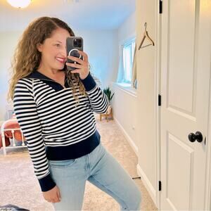 NWT Tuckernuck Sail To Sable Blue White Sweatshirt XS